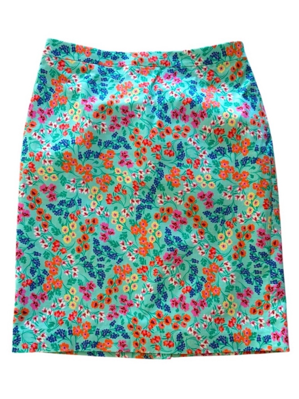 J.Crew Spring Pencil Skirt Lined Floral Pattern Back Slit Size 4 Like New